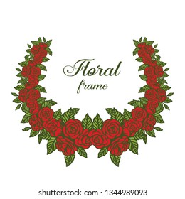 Vector illustration decorative crowd red wreath frames hand drawn