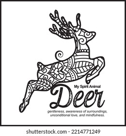Ilustración vectorial Deer decorativo sobre fondo blanco, Deer My Spirit Animal