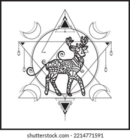 Vector illustration decorative Deer on white background, Deer My Spirit Animal