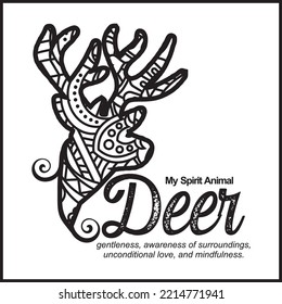 Vector illustration decorative Deer on white background, Deer My Spirit Animal