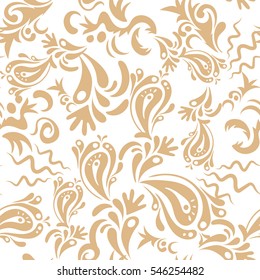 Vector illustration. Decorative design element filigree calligraphy. Retro seamless pattern antique style acanthus. Beige vintage baroque ornament.