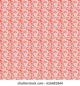 Vector illustration. Decorative design element filigree calligraphy. Retro seamless pattern antique style acanthus. Orange vintage baroque ornament.