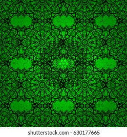 Vector illustration. Decorative design element filigree calligraphy. Retro pattern antique style acanthus. Vintage baroque mandala ornament on green background.