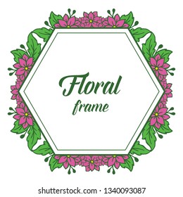 Vector illustration decorative design purple floral frame hand drawn