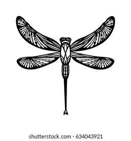 Vector illustration of a decorative dragonfly.
