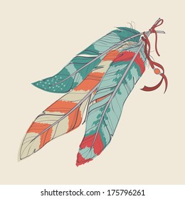 Vector illustration of decorative feathers
