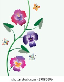 vector illustration of decorative floral background with beautiful flowers and butterflies