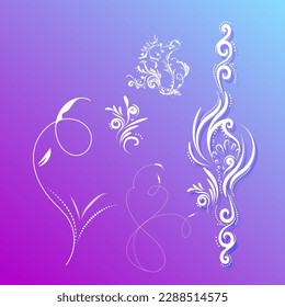 Vector illustration of decorative floral design elements.