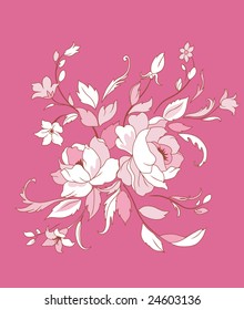 Vector Illustration of Decorative floral elements with big beautiful flowers