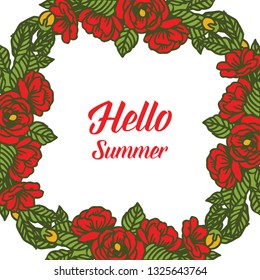 Vector illustration decorative flower frame blooms for lettering romantic hand drawn