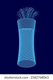 Vector illustration of decorative flowers in a vase.