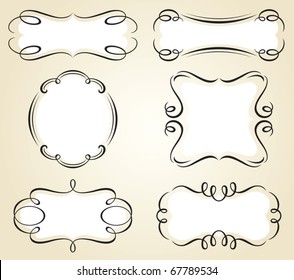 Vector illustration of decorative frame and banner set.