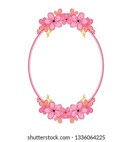 Vector illustration decorative frame flower pink with card hand drawn