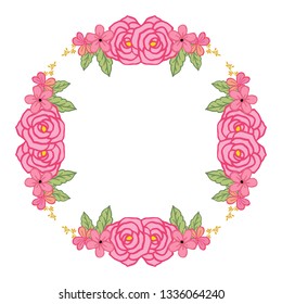 Vector illustration decorative frame flower pink with card hand drawn