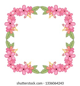Vector illustration decorative frame flower pink with card hand drawn