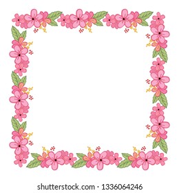 Vector illustration decorative frame flower pink with card hand drawn