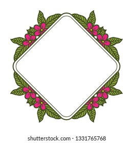 Vector illustration decorative frame pink flower for invitation card hand drawn