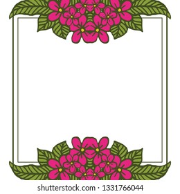 Vector illustration decorative frame pink flower for invitation card hand drawn