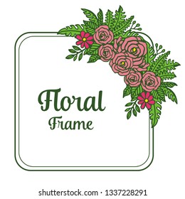 Vector illustration decorative frames flower red and pink hand drawn