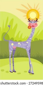vector illustration of a decorative funny cow