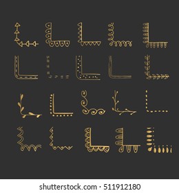Vector illustration of decorative golden corner borders