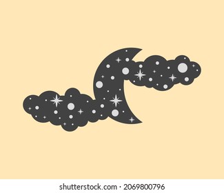 ilustración vectorial de una luna gráfica decorativa con estrellas