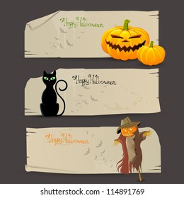 Vector Illustration of Decorative Halloween Banners