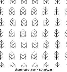 Vector illustration decorative hand drawn seamless pattern. Black and white background with ornamental decorative elements with ethnic, traditional motives.