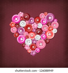 Vector illustration with a decorative heart of the colored buttons
