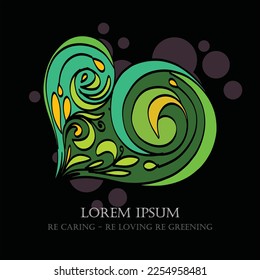 Vector illustration decorative hearts icon colorfull on black background: valentine, love, heart, valentine. butterfly icon, leaf, beautiful and elegant