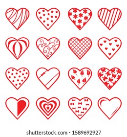Vector illustration of Decorative hearts set for valentines day