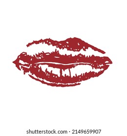Vector illustration of decorative imprint of female lips