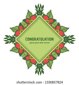 Vector illustration decorative leaf flower frame blooms for greeting card congratulation hand drawn