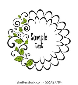 Vector illustration decorative leaf on a white background, frame meadow element