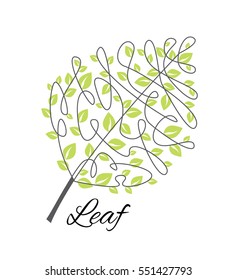 Vector illustration decorative leaf on a white background, abstract meadow element