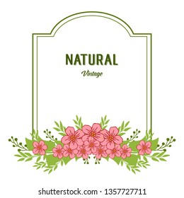 Vector illustration decorative of natural vintage with elegant pink frame