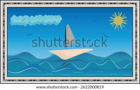Vector illustration of a decorative nautical rug. Suitable for kids’ rugs, beach towels, blankets, cushions, curtains, or wall art. EPS10