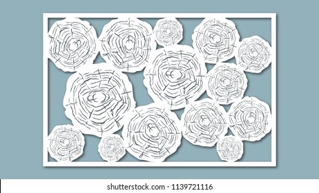 Vector illustration. Decorative panel circles, laser cutting. cut wooden panel.