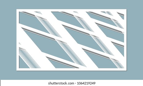Vector illustration. Decorative panel lines, laser cutting. cut wooden panel.