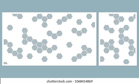 Vector illustration. Decorative panel lines, honeycomb, laser cutting. wooden panel.