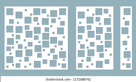 Vector illustration. Decorative panel lines, cubes, squares, laser cutting. cut wooden panel. serigraphy