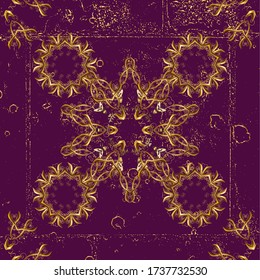 Vector-Abbildung. Dekorative Muster im orientalischen Stil. Nahtlose Vintage-Elemente für Design, Anwendung von Henna, Mehndi und Tattoo. Die Muster sind braun und lila.