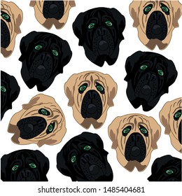 Vector illustration of the decorative pattern of the mug of the dog mastiff