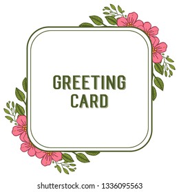 Vector illustration decorative of pink flower frame with template of greeting cards hand drawn