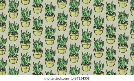 Vector Illustration with decorative plant pattern sketch style. Minimalist design element.