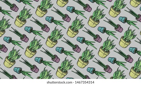 Vector Illustration with decorative plant pattern sketch style. Minimalist design element.