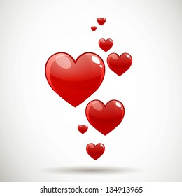 Vector Illustration of Decorative Red Hearts
