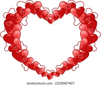 Ilustración vectorial de corazones rojos decorativos aislados en fondo blanco. Tarjeta de San Valentín.