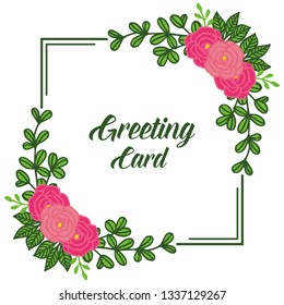 Vector illustration decorative of rose floral frame with invitation of greeting card hand drawn