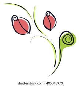 Vector illustration of decorative roses isolated on the white background.